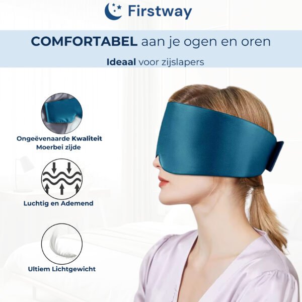Firstway Premium Slaapmasker - 100% Hoogwaardige Moerbei Zijde - Afbeelding 2